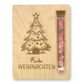 Tarjeta de regalo de Navidad de madera con tubo de vidrio y diseño grabado para dinero - Estilo 14