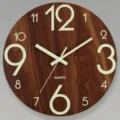 Luminous Wooden Wall Clock Silent Glow in the Dark Clock Wooden Grain 8 Inch Home Decor - Walnut Wood Grain - Large Font - Luminous / 8 inch