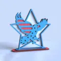 Wooden star eagle table centerpiece detail shot, perfect for US Independence Day home decor. - Style D