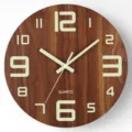8 inch luminous wooden wall clock silent quartz clock for home bedroom living room decor - Walnut Wood Grain - Bold Font - Luminous / 8 inch