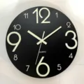 8-Inch Luminous Wall Clock Silent Wooden Glow in the Dark Clock for Home Living Room Decor - Matte Black Background - Large Font - Luminous / 8 inch
