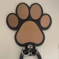 Wooden paw print wall hook with metal double hooks for cute home and pet leash storage decor. - Bubble Bag Packaging / Black