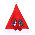 Cappello di Babbo Natale in velluto rosso con corna di renna con paillettes per festa - Cappello con Paillettes Corna Colorate