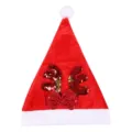 Cappello di Natale rosso con paillettes e corna di renna, copricapo festivo in peluche per feste. - Cappello con Paillettes Corna Rosse