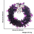 Halloween tinsel wreath purple black wall hanging decoration with pumpkin bow bats - Purple Bat Purple Black Ribbon Wreath / 1 Piece