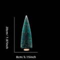 Piccolo albero di Natale artificiale con neve e base in legno decorazione da tavolo - 20cm / Blu Pavone