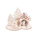 Hölzerne Weihnachts-Tischdekoration 3D-Puzzle Dekoration Schneemann Tannenbaum Holzhäuschen - Krippe Puzzle