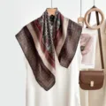 Classic retro square silk scarf, vintage paisley pattern, elegant old money neck scarf for women. - CY-21