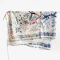 Nuovo stile cinese 140x140cm grande foulard di seta lusso floreale uccello scialle - Materiale bifacciale - A01