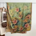 Retro floral silk scarf detail, elegant double-sided print design, premium fabric texture. - Style 25