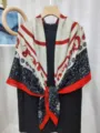Winter fashion 130cm floral print imitation silk wool large square scarf shawl warm wrap. - Style 7 (#7)