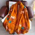Vintage foulard lungo in seta floreale arancione donna protezione solare estiva. - Fiori volanti e farfalle danzanti - Giallo