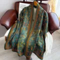Elegant retro long silk scarf for women, vintage pattern sun protection shawl and wrap. - Oracle Bone Script