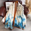Elegant retro Chinese style landscape silk scarf shawl for women summer sun protection - Dragon Scale Pattern 2