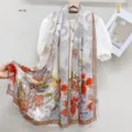 Donna primavera estate sciarpa lunga in seta stampata floreale moda scialle regalo - Stile 1