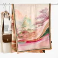 Foulard in seta in stile cinese vintage, elegante scialle stampato paesaggio per accessorio donna. - Stile 1