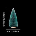 Mini albero di Natale decorativo, pino con neve finta e base in legno per decorazione da tavola. - 8.5cm / Blu Pavone