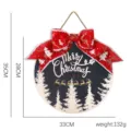 Plaque suspendue ronde en bois de Noël avec nœud rouge et motif d'arbre de fête - Signe à lettres sapin de Noël