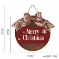 Plaque suspendue en bois de Noël avec nœud de baies, panneau rond 32x28cm pour décoration de fête. - Signe flocon de neige à lettres