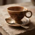 Vintage ceramic coffee cup and saucer set with spoon, rustic kiln-changed glaze for home tea. - 201-300ml / Kiln-Changing Lemon Branch (Gift Boxed)