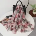 Donna leggero stampa floreale lungo sciarpa elegante moda estate spiaggia dolce chic - Motivo Zebra Rosso Scuro