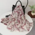 Elegante sciarpa stampata floreale in leggero filato Bali lunga sciarpa donna primavera estate. - Rosa camelia orientale