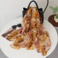 Summer women floral printed long scarf soft sheer voile shawl for daily fashion wear. - Impression Landscape Yellow