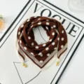 Brown Polka Dot Scarf Women Elegant Neck Scarf Chic Square Scarf with Metal Pendant - Magnetic Buckle Style 6