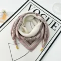 Elegant vintage paisley square scarf with delicate gold charms, lightweight women's neckerchief. - Magnetic Buckle Style 10
