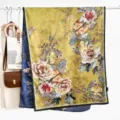 Retro floral printed double-sided silk scarf with hand-rolled edges, elegant vintage shawl. - Style 7