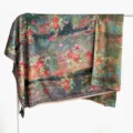 Retro silk square scarf with vintage rose floral print, large 140cm elegant Chinese style shawl. - Double-Sided Fabric - B05