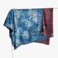 Retro double-sided silk scarf 140cm large square shawl Chinese style elegant floral wrap - Double-Sided Fabric - B06
