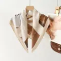 Retro brown paisley cotton scarf small square neck wrap vintage chic fashion accessory - Brown Monogram