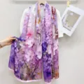 Women Floral Print Long Scarf Spring Summer Sun Protection Shawl Elegant Gift for Mom - PS221