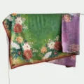 Vintage two-tone 140cm silk square scarf Chinese style floral shawl elegant wrap for women - Double-Sided Fabric - B09