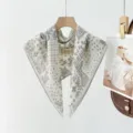 Retro old money style paisley printed cotton feel small square scarf elegant neckerchief - Beige