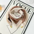 Silk feel square scarf for women, elegant chain print neckerchief with cute metal ball charms. - Magnetic Buckle Style 19