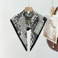 Retro paisley print square scarf, cotton-feel chic neckerchief for women, vintage hair band. - Black and White