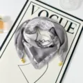Elegant gray square scarf for women, featuring chic chain patterns and luxurious monogram style. - Magnetic Buckle Style 20