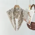 Vintage paisley print small square scarf, elegant brown neckerchief for chic everyday style. - Brown