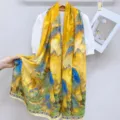Traditional Chinese landscape printed gauze scarf women elegant sun protection shawl wrap - PS206
