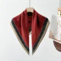 Vintage retro paisley square scarf neckerchief elegant stylish women accessory red brown - Red