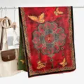 Vintage double-sided printed silk scarf, retro floral pattern, elegant fashion accessory. - Style 16