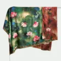Retro double-sided Gambiered Silk 140cm square scarf, elegant Chinese style floral shawl. - Double-Sided Fabric - B14