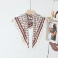 Vintage old money style paisley cotton feel brown small square scarf chic neckerchief accessory. - Brown