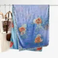 Vintage floral printed double-sided silk scarf shawl elegant women's fashion accessory. - Style 20
