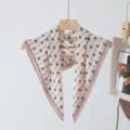 Retro pink monogram cotton square scarf, stylish neck scarf and hair band accessory. - Light Pink