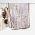 Elegant long silk scarf for women with vintage floral print, luxury purple shawl wrap. - Style 12