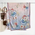 Vintage floral print silk scarf for women, elegant double-sided patterned fashion neck wrap. - Style 13