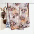 Vintage floral print silk scarf for women, elegant gradient design, versatile fashion shawl. - Style 14